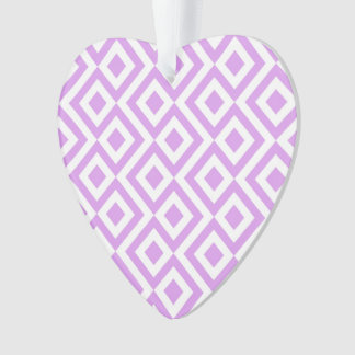 Heart-Shaped Lavender and White Meander Ornament
