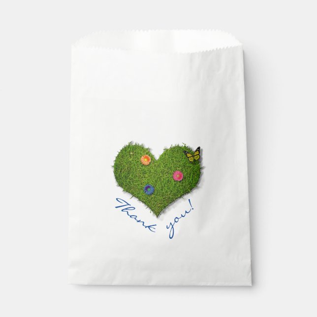 Heart-Shaped Lawn Flowers Butterfly Favor Bag (Front)