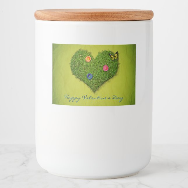 Heart-Shaped Lawn Flowers Butterfly Food Label (Front)