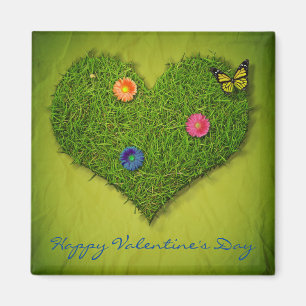 Heart-Shaped Lawn Flowers Butterfly Magnet