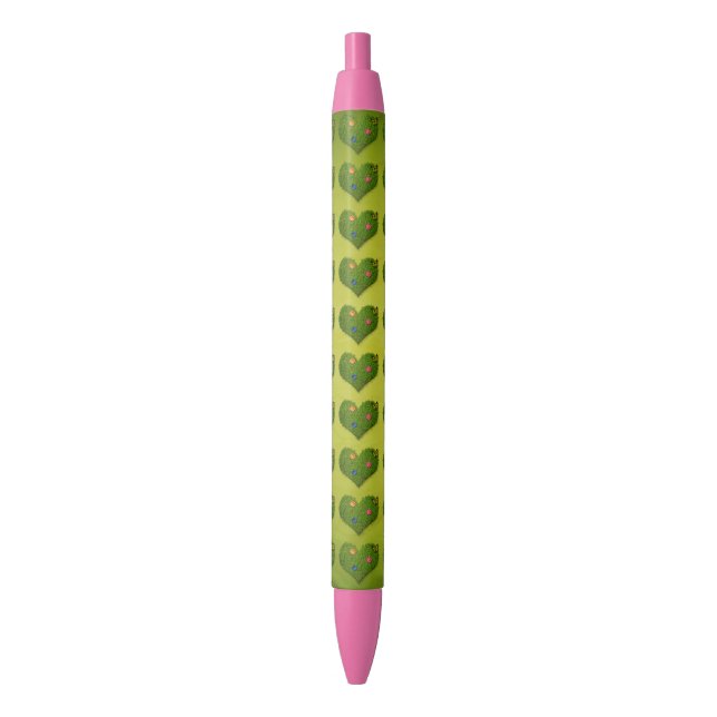 Heart-Shaped Lawn Flowers Butterfly Pattern Pen (Front Vertical)