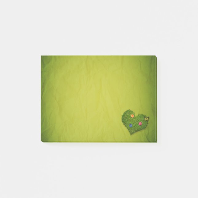 Heart-Shaped Lawn Flowers Butterfly Post-it Notes (Front)