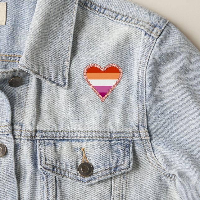Heart-shaped Lesbian pride flag Patch (On Jacket)