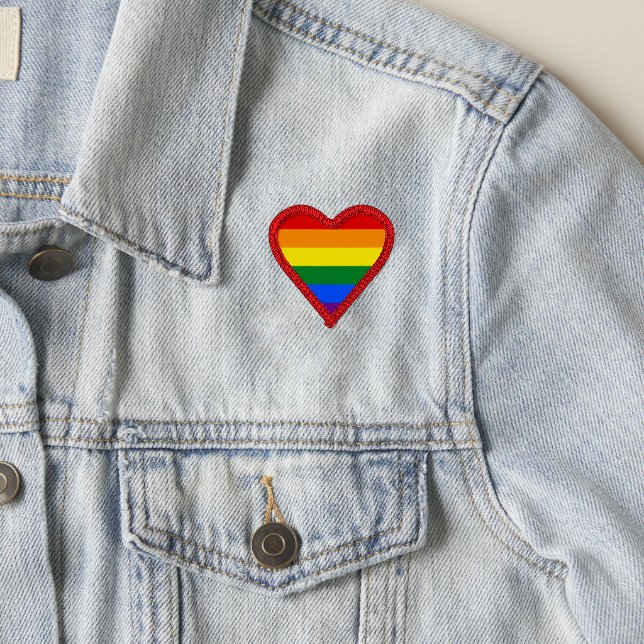 Heart-shaped LGBT pride flag Patch (On Jacket)