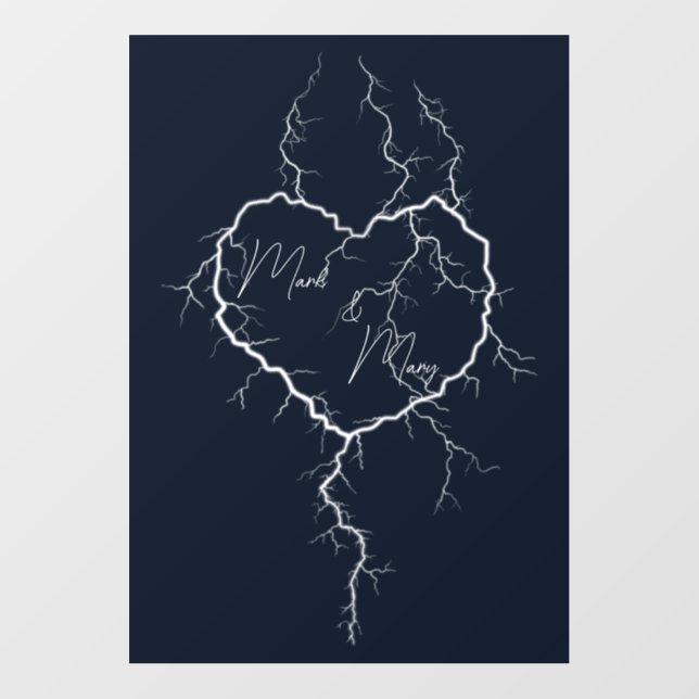 Heart Shaped Lightning Custom Name or Text Wall Decal (Front)