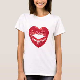 Heart shaped lips, lipstick traces, kiss T-Shirt