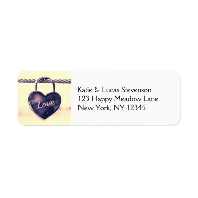 Heart Shaped Love Padlock Attached to a Rope Label (Front)