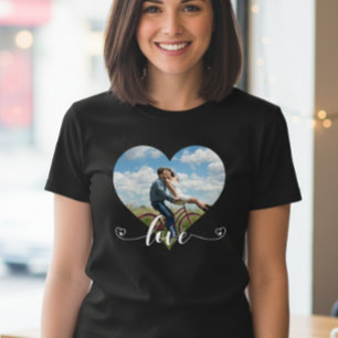 Heart Shaped Love Script Photo Custom T-Shirt