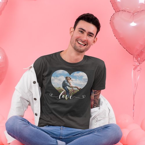 Heart Shaped Love Script Photo Custom T_Shirt