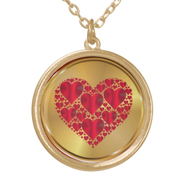 Heart Shaped Love Symbol Design-98 Gold Plated Necklace (Front)
