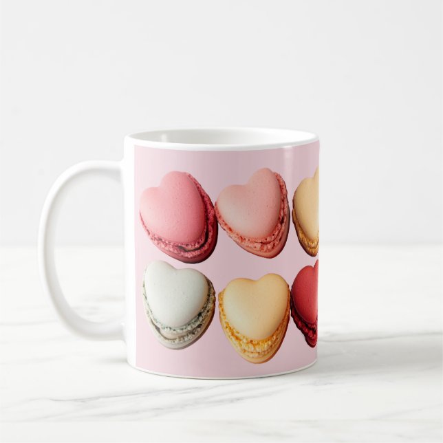 Heart-Shaped Macarons Hearts Coffee Mug (Left)