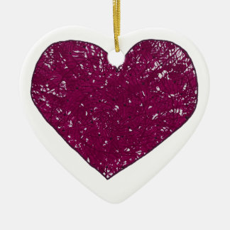 Heart Shaped Magenta Lace Look Ornaments
