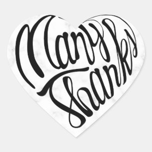 Heart shaped many thanks in 4 languages heart sticker