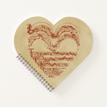 Heart-shaped Medieval Music Manuscript Parchment L Notebook by missprinteditions at Zazzle