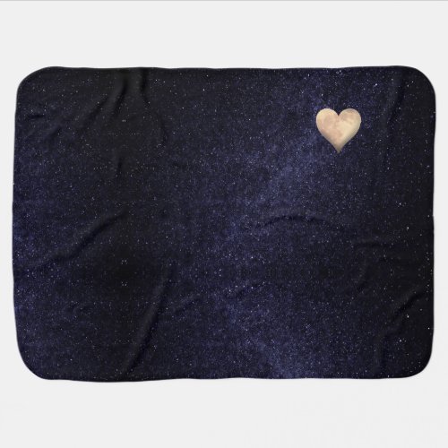 Heart Shaped Moon in the Starry Night Sky Baby Blanket