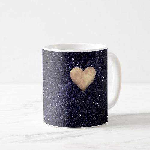 Heart Shaped Moon in the Starry Night Sky Coffee Mug
