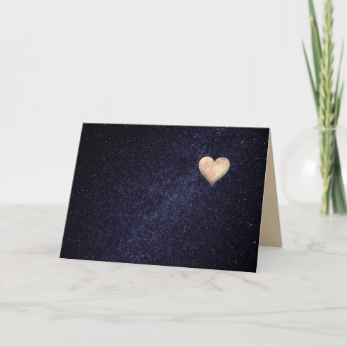 Heart Shaped Moon in the Starry Night Sky Holiday Card
