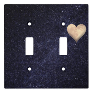 Heart Shaped Moon in the Starry Night Sky Light Switch Cover