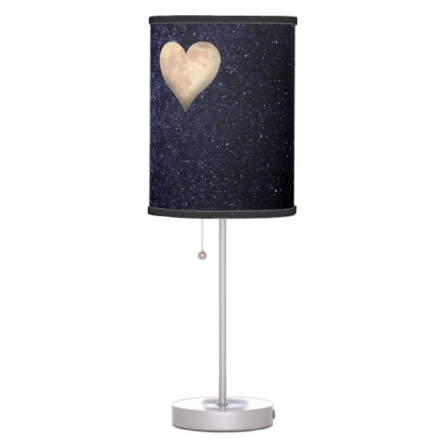 Heart Shaped Moon in the Starry Night Sky Table Lamp