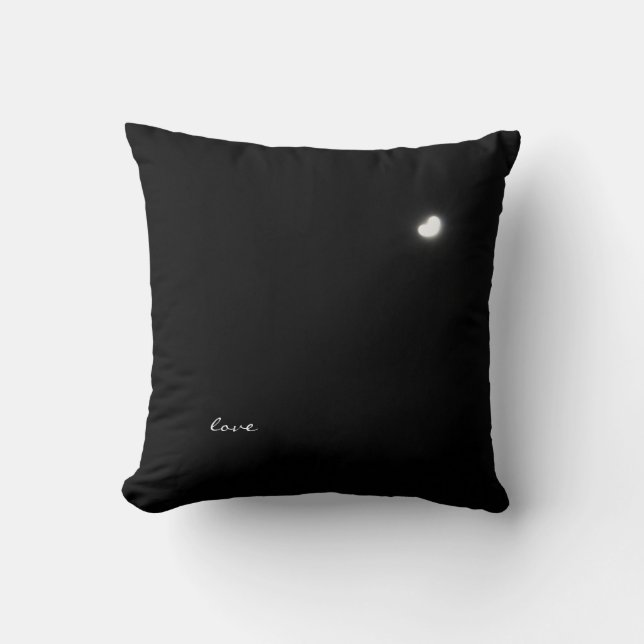 Heart Shaped Moon Throw Pillow (Front)