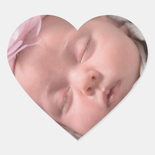 Heart Shaped New Baby Photo Stickers (Front)