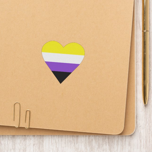 Heart-shaped Non-Binary pride flag Patch (On Folder)