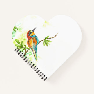 Heart-Shaped Notebook with Watercolor European Bee