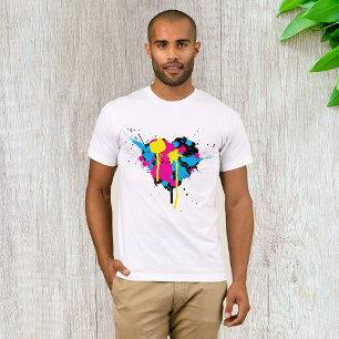Heart Shaped Paint Splatter Colorful Ink Splash T-Shirt