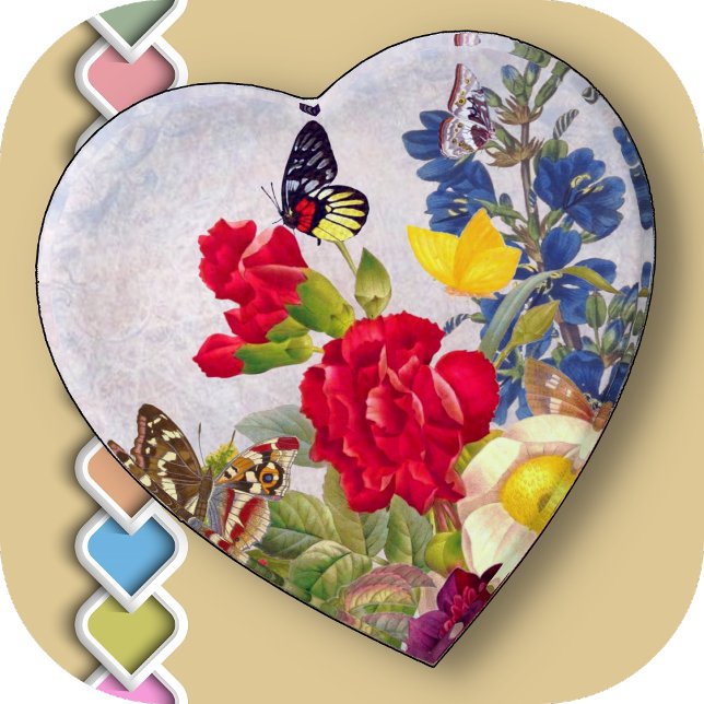 Heart-Shaped PAPERWEIGHT - Flowers & Butterflies (Creator Uploaded)