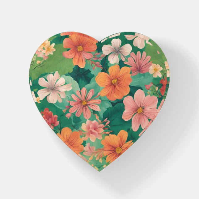 Heart-Shaped Paperweight with Flower Design | Deco (Front)