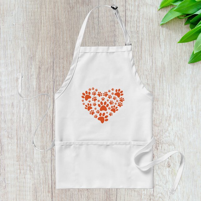 Heart Shaped Paw Prints Adult Apron (Creator Uploaded)