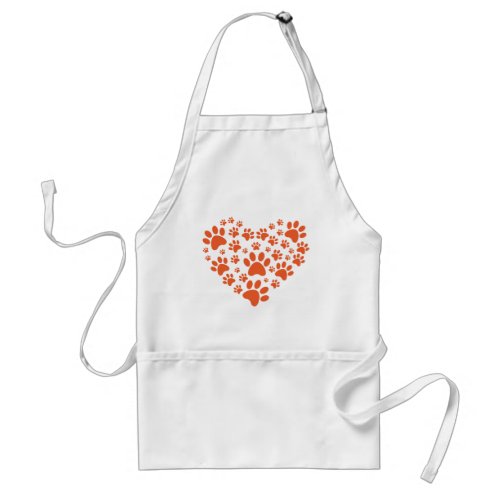 Heart Shaped Paw Prints Adult Apron