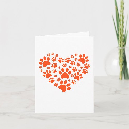 Heart Shaped Paw Prints Card