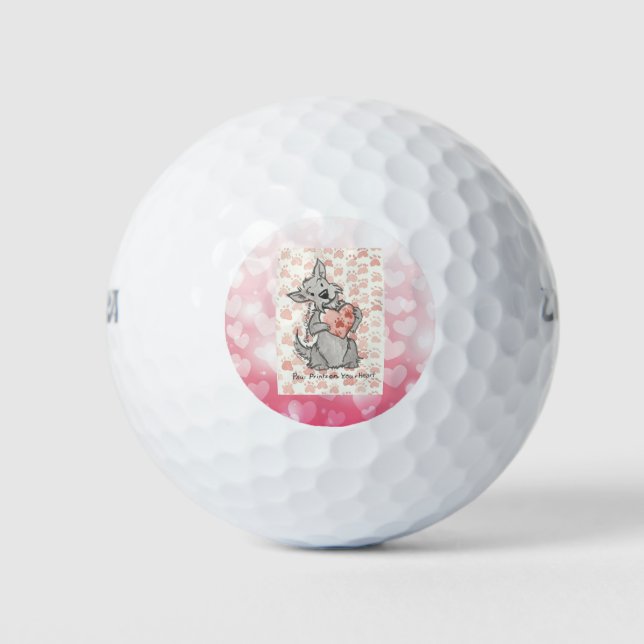 Heart Shaped Paw Prints Golf Balls (Front)