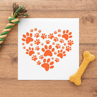 Heart Shaped Paw Prints Napkins