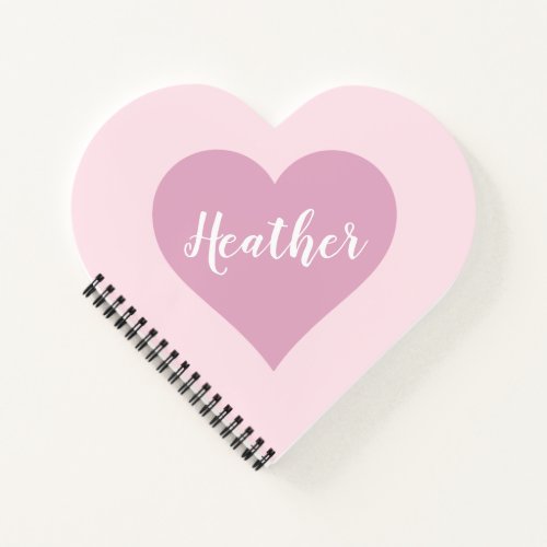 Heart Shaped Personalised Name Pink Notebook 