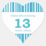 Heart Shaped Personalized 13th Birthday Stickers at Zazzle