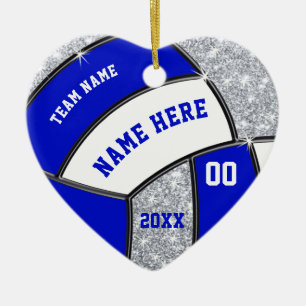 Heart Shaped, Personalized Volleyball Ornaments