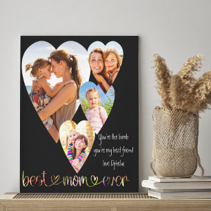 Heart Shaped Photo Best Mom Ever Typography Art Ca Canvas Print