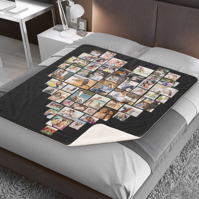 Heart Shaped Photo Collage 51 Picture Template  Sherpa Blanket (Creator Uploaded)
