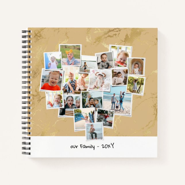 Heart Shaped Photo Collage Beautiful Family Diary Notebook (Front)