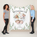 Heart Shaped Photo Collage Best Grandma Ever Fleece Blanket<br><div class="desc">Create a unique photo memory blanket keepsake for the BEST GRANDMA EVER (or NANA, GIGI, MIMI, etc. as the title is editable) utilizing this heart-shaped photo collage with 3 pictures of a grandmother's grandchildren. The design also features watercolor greenery with a pink floral accent and suggested editable text in modern...</div>