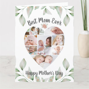 Heart Shaped Photo Collage Best Mom Ever Card