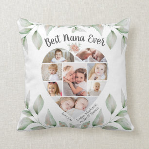 Heart Shaped Photo Collage Best Nana Ever Throw Pillow