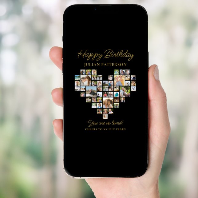 Heart Shaped Photo Collage Birthday Party Welcome Poster (Front Digital)