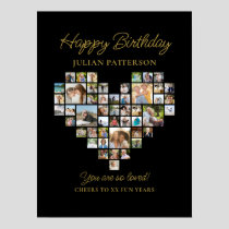 Heart Shaped Photo Collage Birthday Party Welcome Poster