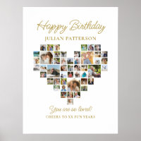 Heart Shaped Photo Collage Birthday Party Welcome