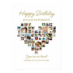Heart Shaped Photo Collage Birthday Party Welcome Poster