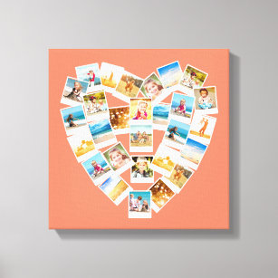 Heart Shaped Photo Collage Family Photos Canvas Print