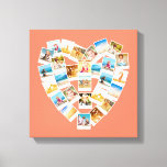 Heart Shaped Photo Collage Family Photos Canvas Print<br><div class="desc">Turn your favorite photos and snapshots into a treasured keepsake. This wrapped canvas wall art is ready for you to upload 28 photos. The photos are arranged in a heart shape in simple white instant photo style frames. The collage is set against a melon or coral colored background. Looking for...</div>